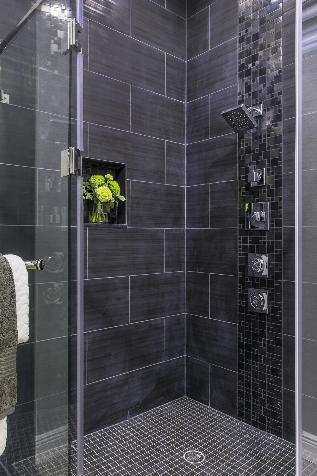 Shower door in a new home in Massachusetts